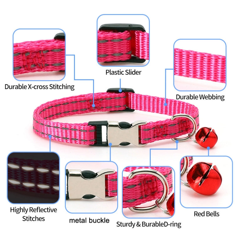 2 PCS Night Reflective Nylon Cat Collar With Bell