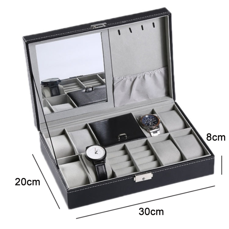 8-Bit Watch Display Storage Box Necklace Ring Jewelry Box With Mirror
