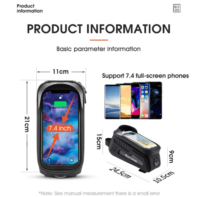 WEST BIKING Bicycle Front Bag TPU  Hard Shell Riding Front Beam Bag