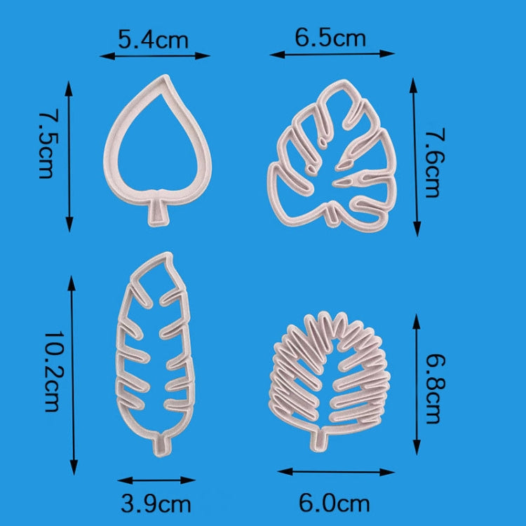 2 Sets 4 In 1 Tropical Leaf Fondant Cake Mold Cookie Mold