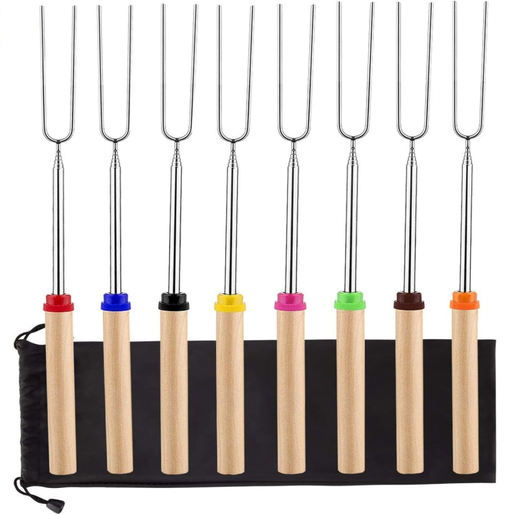 1124-7 Retractable Wooden Stick Marshmallow BBQ Fork, Spsc: Drawstring Bag