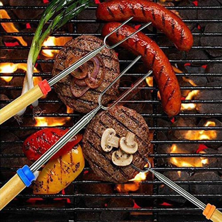 1124-7 Retractable Wooden Stick Marshmallow BBQ Fork, Spsc: Drawstring Bag