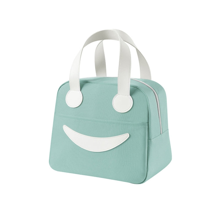 Smile Lunch Bag with Leather Handles, Size: S (Green)