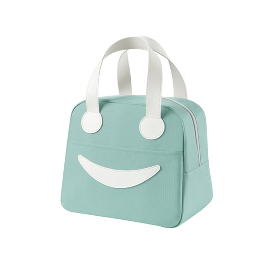 Smile Lunch Bag with Leather Handles, Size: S (Green)