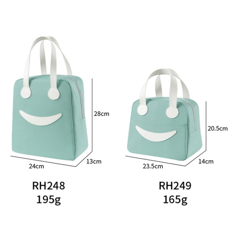 Smile Lunch Bag with Leather Handles, Size: S (Green)