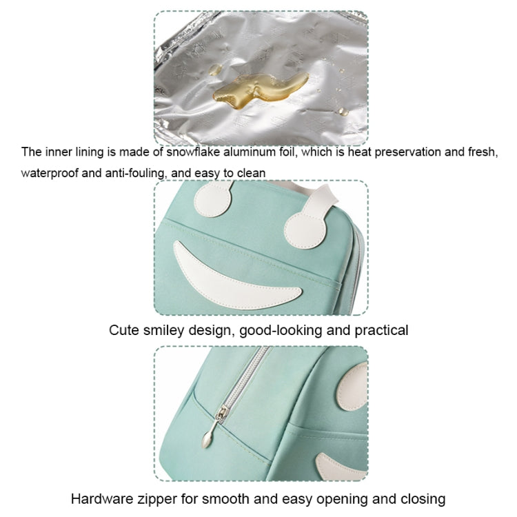 Smile Lunch Bag with Leather Handles, Size: S (Green)