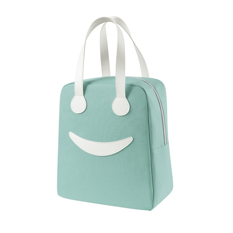 Smile Lunch Bag with Leather Handles, Size: S (Green)