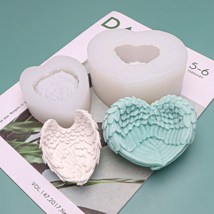 Heart Shaped Angel Wings Silicone Mold Baking Ice Cream Candle Aromatherapy Mold