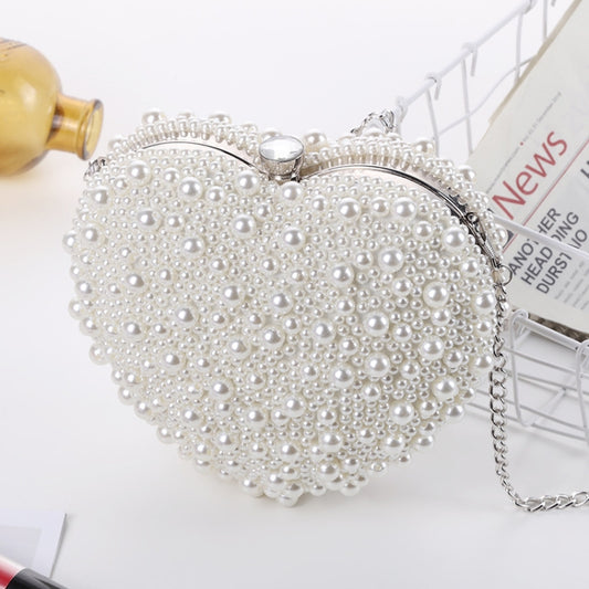 Pearl Evening Bag Ladies Heart Shaped Clutch Single Chain Crossbody Bag