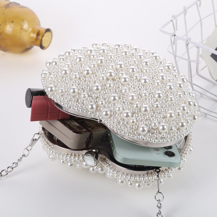 Pearl Evening Bag Ladies Heart Shaped Clutch Single Chain Crossbody Bag