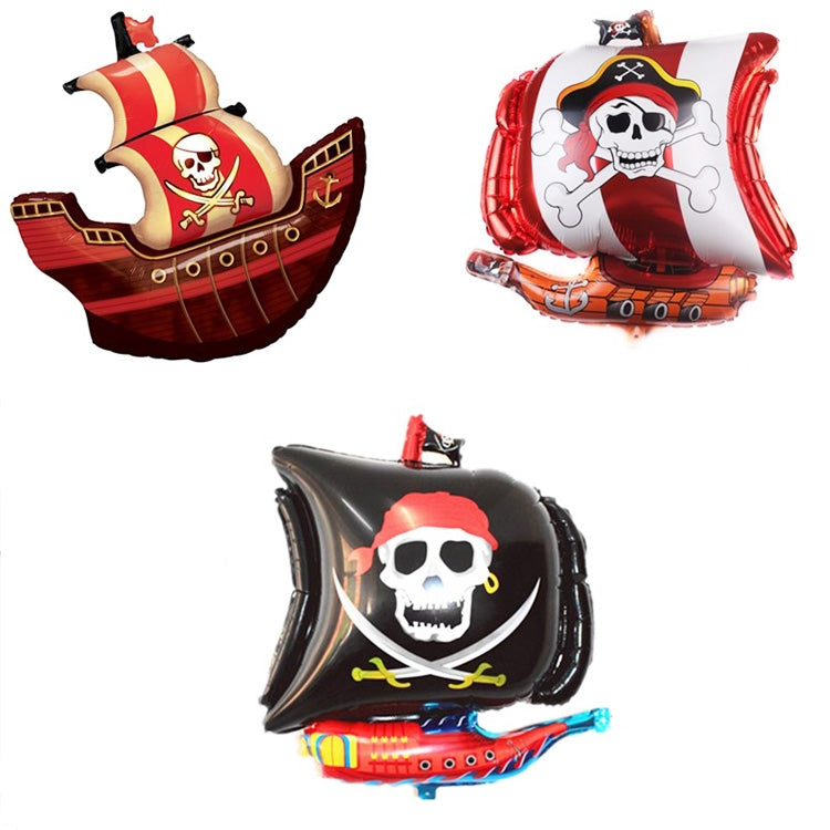 5PCS Pirate Ship Balloon Cartoon Halloween Aluminum Film Balloon