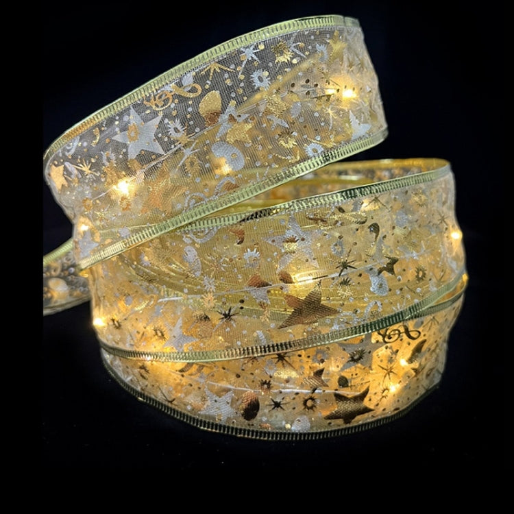 Christmas LED Lights Bronzing Double Ribbon String Lights