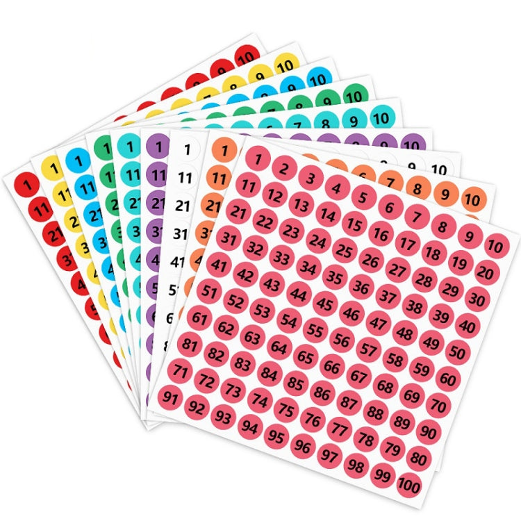 100 Stickers/Sheet Clothes Footwear Size Number Label Sticker, Diameter: 25mm
