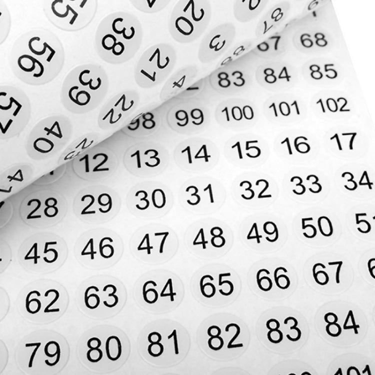 100 Stickers/Sheet Clothes Footwear Size Number Label Sticker, Diameter: 25mm