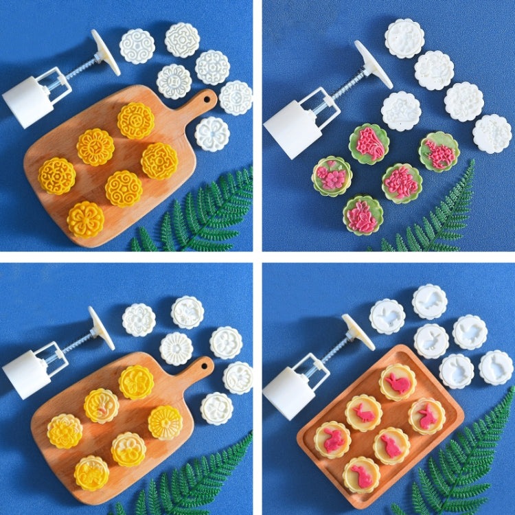 2 PCS Moon Festival Round Hand-Pressed Pastry Mold Baking Tools, Model: