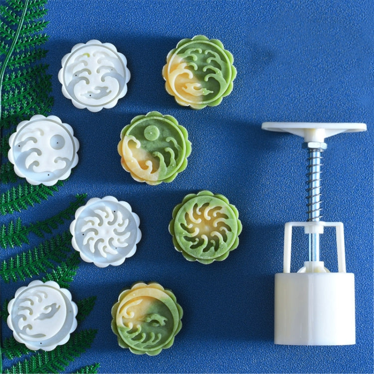 2 PCS Moon Festival Round Hand-Pressed Pastry Mold Baking Tools, Model: