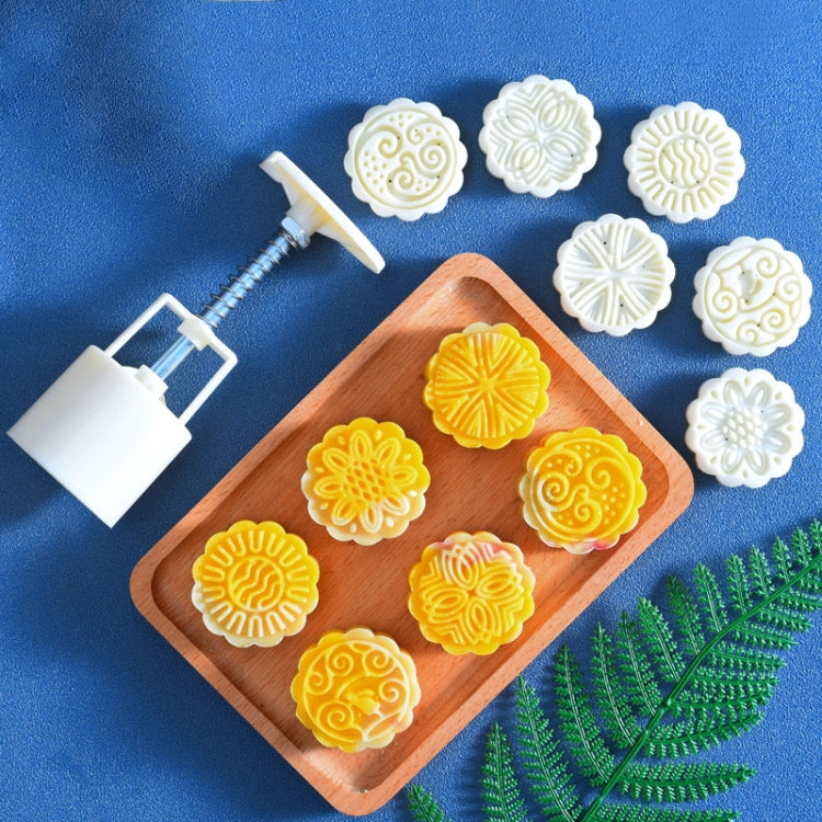 2 PCS Moon Festival Round Hand-Pressed Pastry Mold Baking Tools, Model: