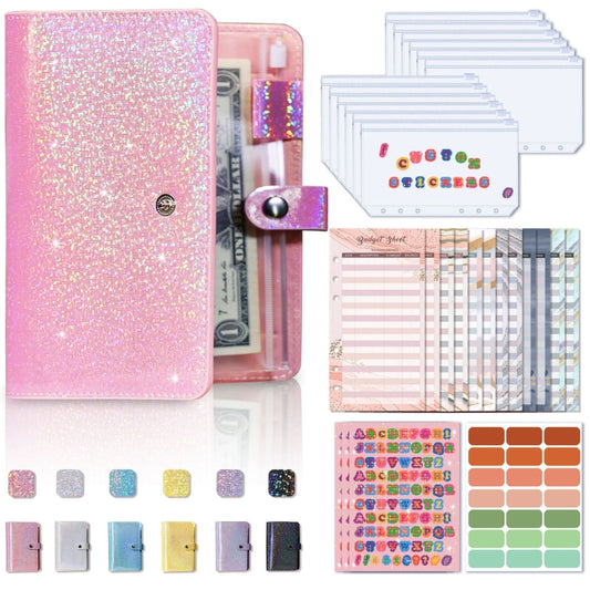 A6 Gypsophila Loose-leaf Bookkeeping Notebook Cash Budget Hand Book, Pink, Blue, Space Gray, Yellow, Purple, Silver White