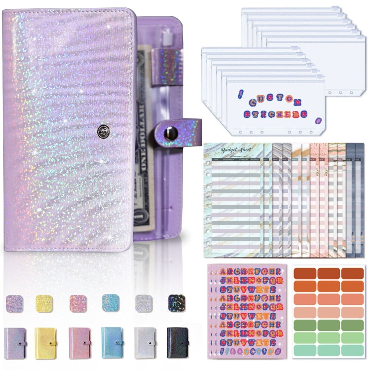 A6 Gypsophila Loose-leaf Bookkeeping Notebook Cash Budget Hand Book, Pink, Blue, Space Gray, Yellow, Purple, Silver White