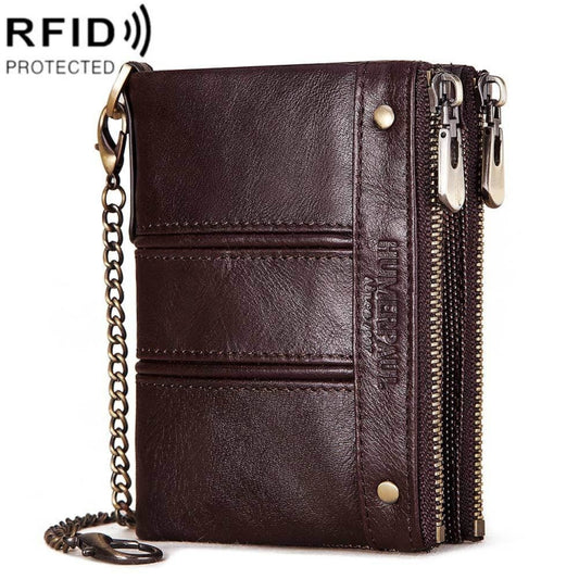 HUMERPAULBP926 RFID Anti-Magnetic Wallet Men Double Zipper Coin Purse