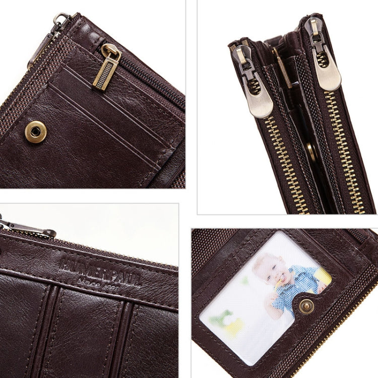 HUMERPAULBP926 RFID Anti-Magnetic Wallet Men Double Zipper Coin Purse
