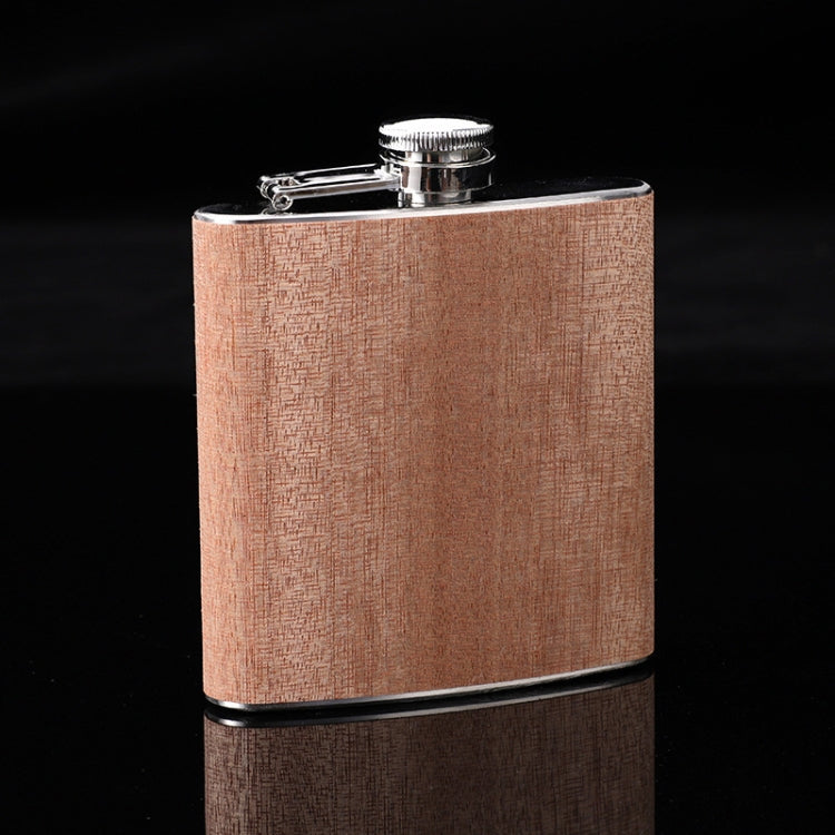 6oz Wood Leather Hip Flask Stainless Steel Whiskey Wine Alcohol Flagon