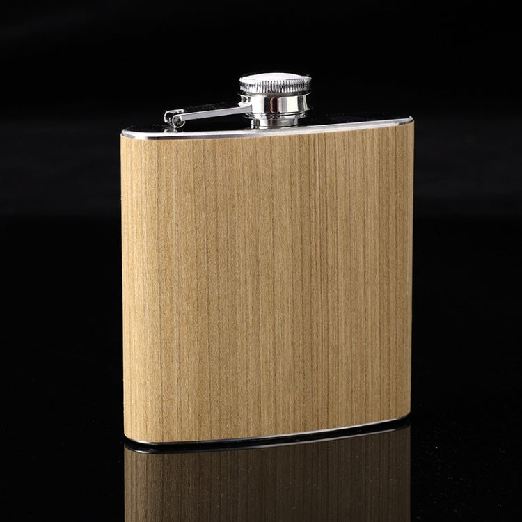 6oz Wood Leather Hip Flask Stainless Steel Whiskey Wine Alcohol Flagon