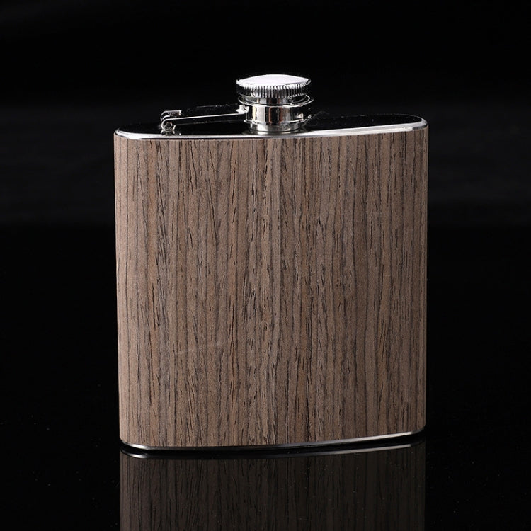 6oz Wood Leather Hip Flask Stainless Steel Whiskey Wine Alcohol Flagon