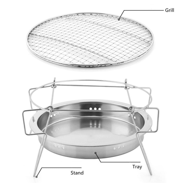 RG_011 Outdoor Round Folding Stainless Steel Barbecue Grill, Size: