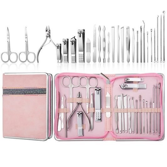 Stainless Steel Nail Clipper Set Beauty Eyebrow Trimmer, Color:, 26 PCS/Set Silver