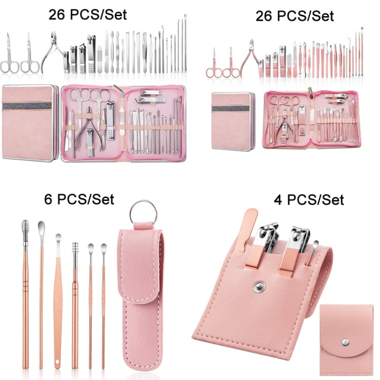 Stainless Steel Nail Clipper Set Beauty Eyebrow Trimmer, Color:, 26 PCS/Set Silver