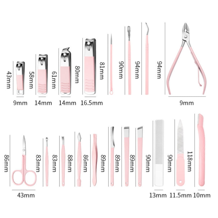 Stainless Steel Nail Clipper Set Beauty Eyebrow Trimmer, Color:, 26 PCS/Set Silver