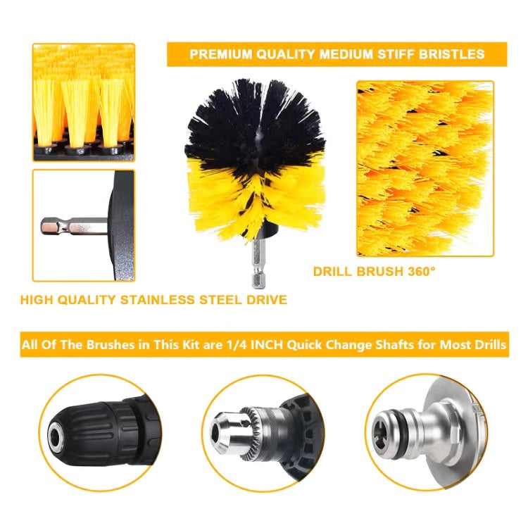 6PCS Electric Drill Head Car Tire Floor Crevice Cleaning Brush