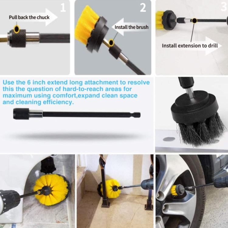 6PCS Electric Drill Head Car Tire Floor Crevice Cleaning Brush