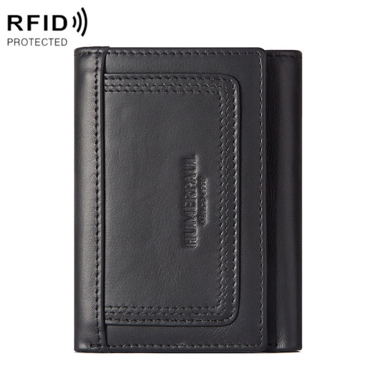 HUMERPAUL BP992 RFID Anti-Magnetic Multi-Card Position Zipper Coin Purse Leather Men Wallet