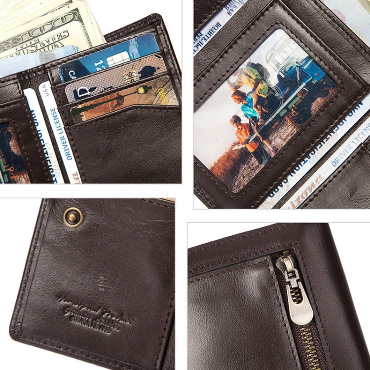 HUMERPAUL BP992 RFID Anti-Magnetic Multi-Card Position Zipper Coin Purse Leather Men Wallet