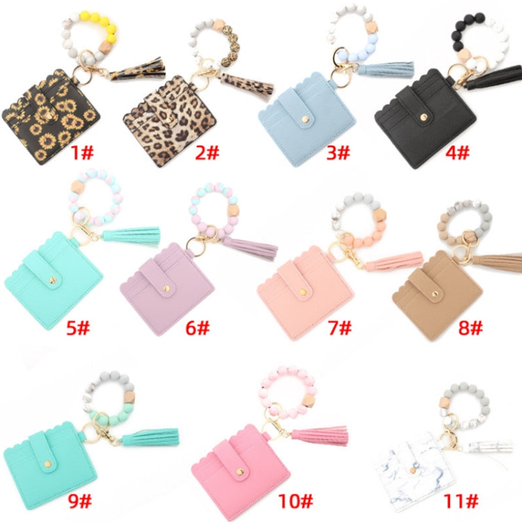 PU Tassel Silicone Bead Bracelet Wallet With Keychain