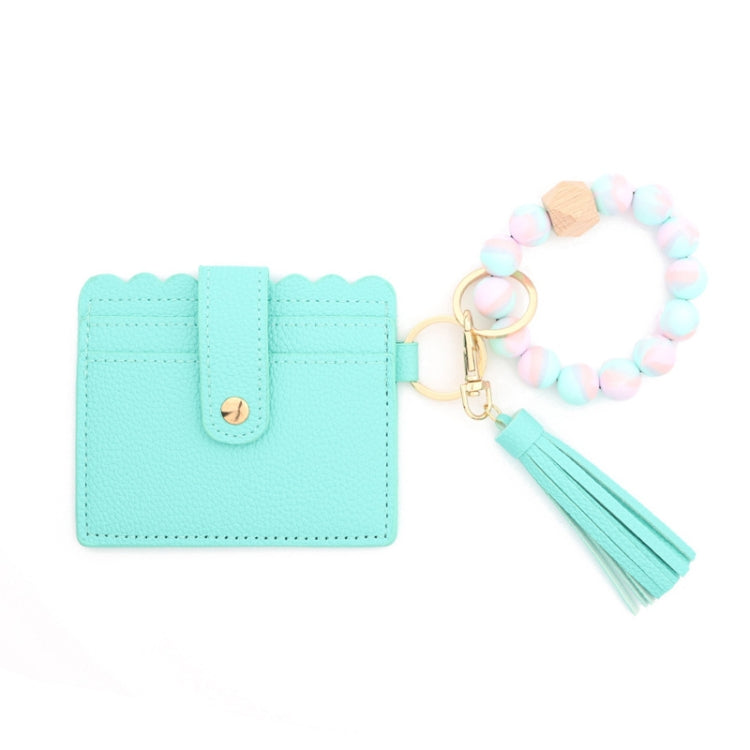 PU Tassel Silicone Bead Bracelet Wallet With Keychain