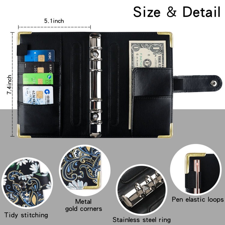 A6 PU Leather Color Printing Notebook Zipper Bag Loose-leaf Budget Binder