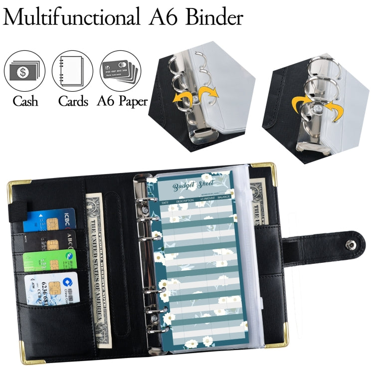 A6 PU Leather Color Printing Notebook Zipper Bag Loose-leaf Budget Binder