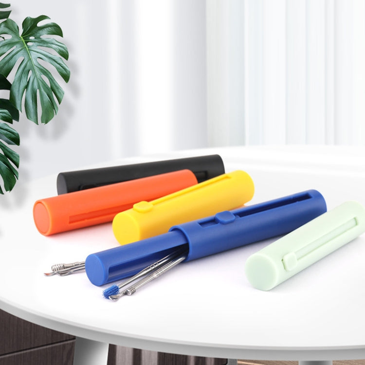 1 Pack Push-Pull Cylinder Storage Ear Scoop Set, Specification: 6 PCS/Set Black