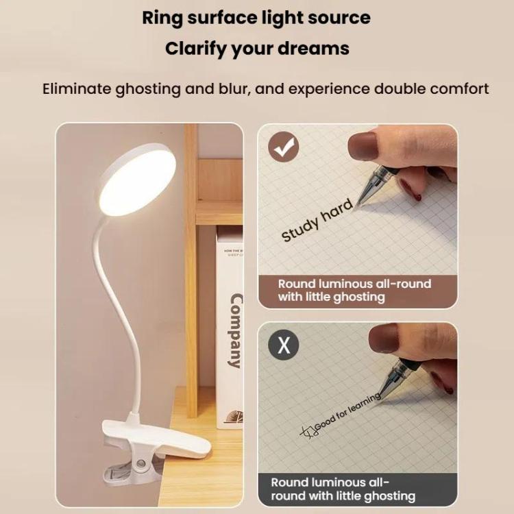 Three-color Temperature Infinite Dimming LED Clip Eye Protection Bedside Lamp, 4000XH/Dual-purpose + Cable