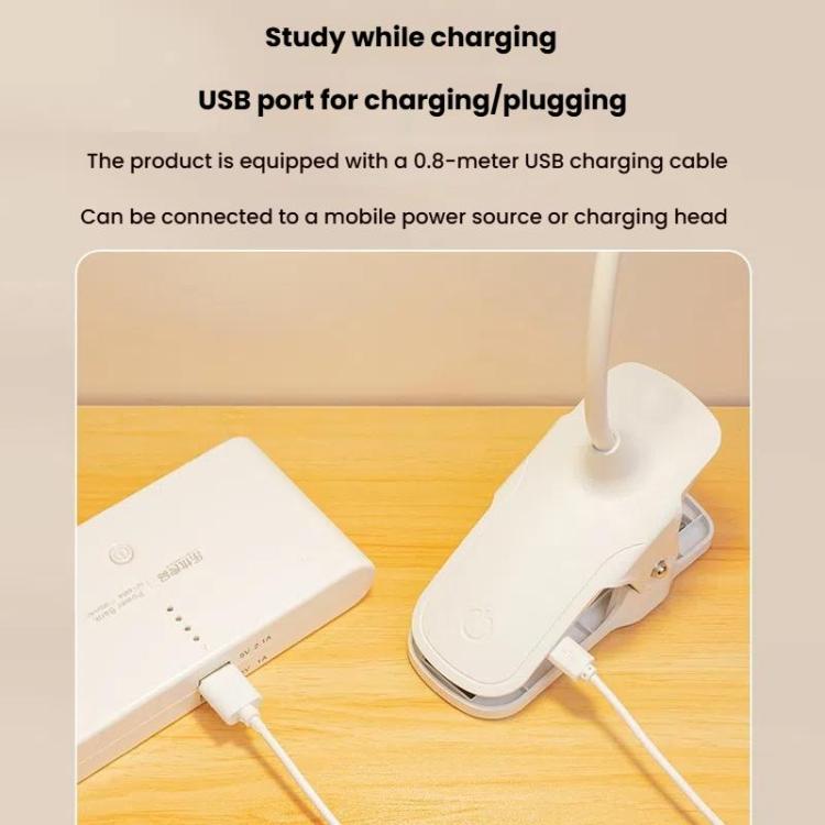 Three-color Temperature Infinite Dimming LED Clip Eye Protection Bedside Lamp, 4000XH/Dual-purpose + Cable