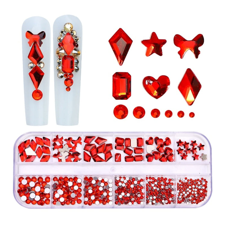 12 Grid Flat Bottom Shaped Nail Rhinestones Nail Decoration