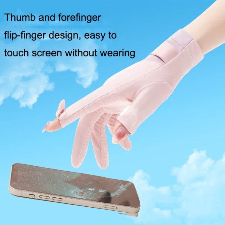 FSN02 1pair UV Resistant Ice Silk Breathable Cool Non-Slip Cycling Driving Thin Gloves