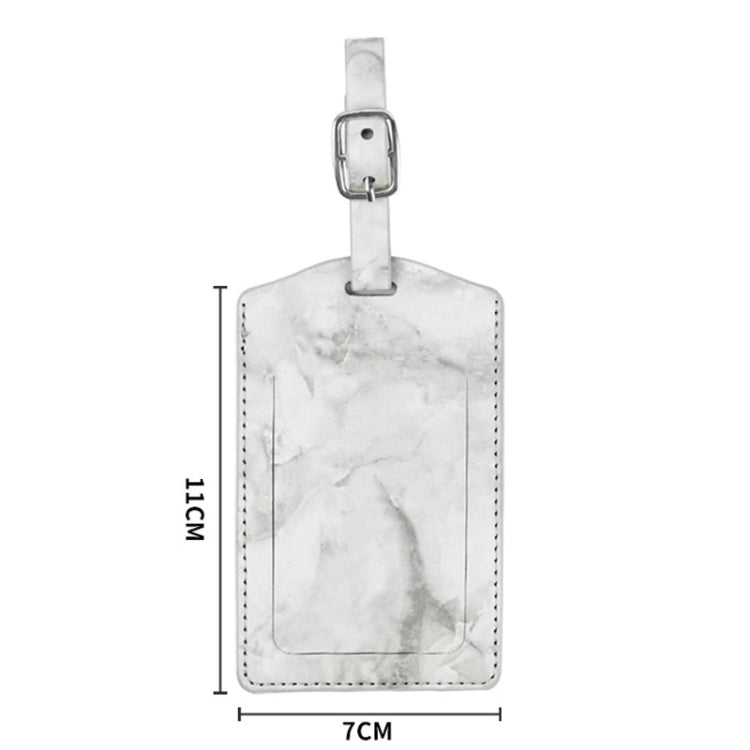 Marbled PU Leather Luggage Tag Oil Edge Sewing With Metal Hardware Buckle
