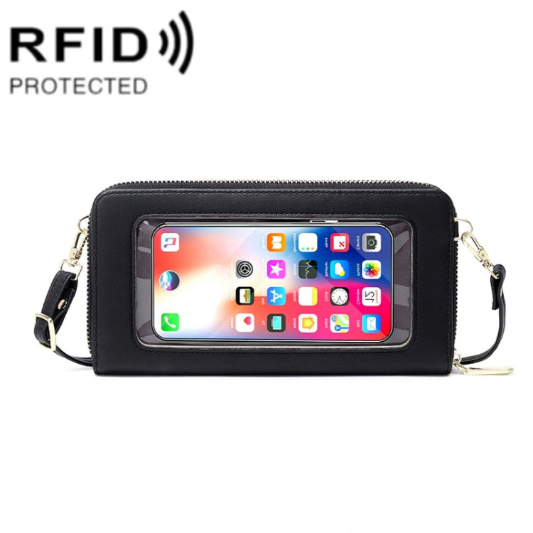 1665 RFID Anti-magnetic Anti-theft Touch Screen Cross-Body Phone Bag Card Holder