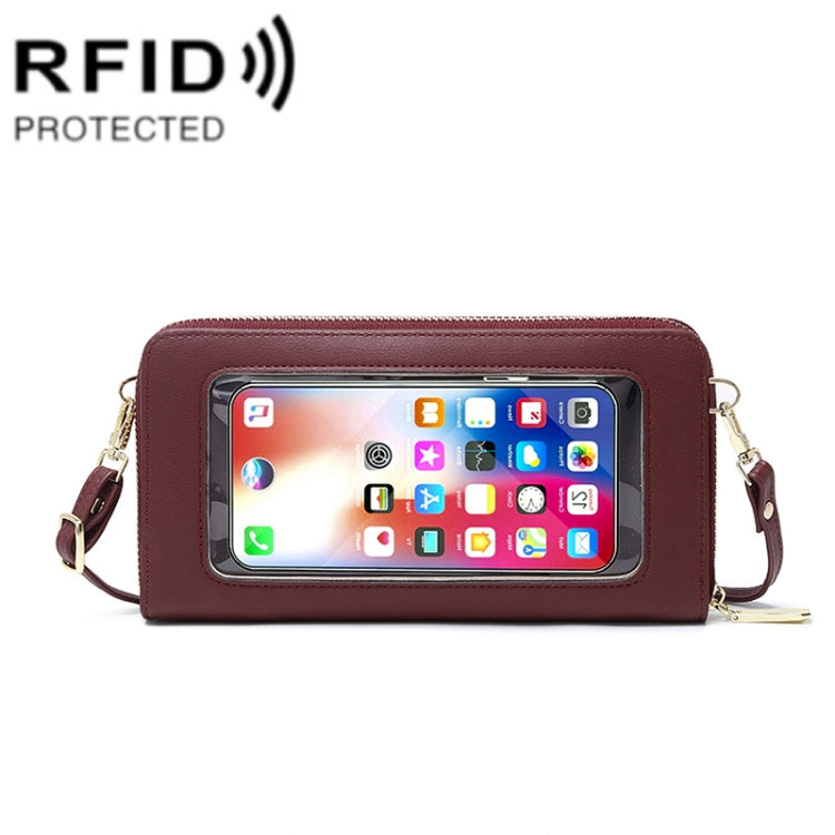 1665 RFID Anti-magnetic Anti-theft Touch Screen Cross-Body Phone Bag Card Holder