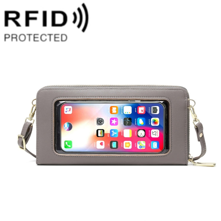 1665 RFID Anti-magnetic Anti-theft Touch Screen Cross-Body Phone Bag Card Holder