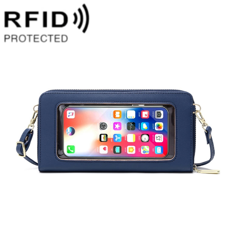 1665 RFID Anti-magnetic Anti-theft Touch Screen Cross-Body Phone Bag Card Holder
